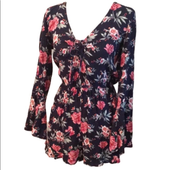 American Eagle Outfitters Pants - AEO Long sleeve floral romper